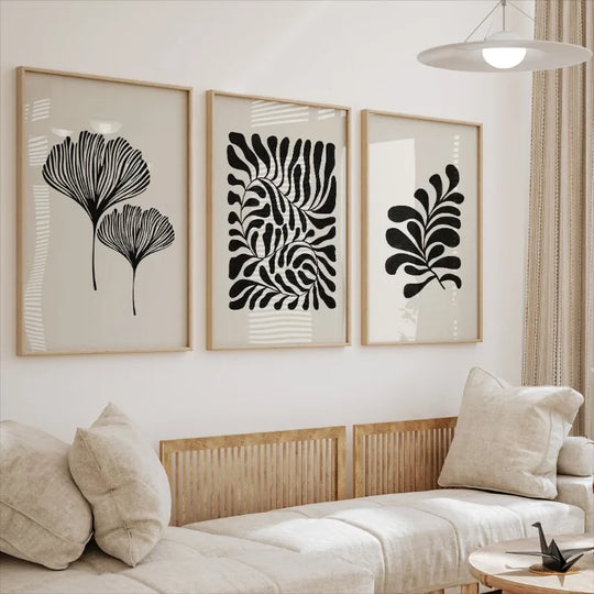 Minimalist Abstract Botanical Leaf Canvas Wall Art Print