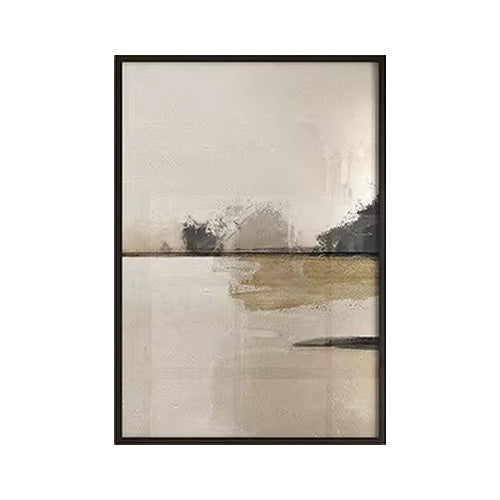Minimalist Abstract Landscape Beige Black Canvas Wall Art