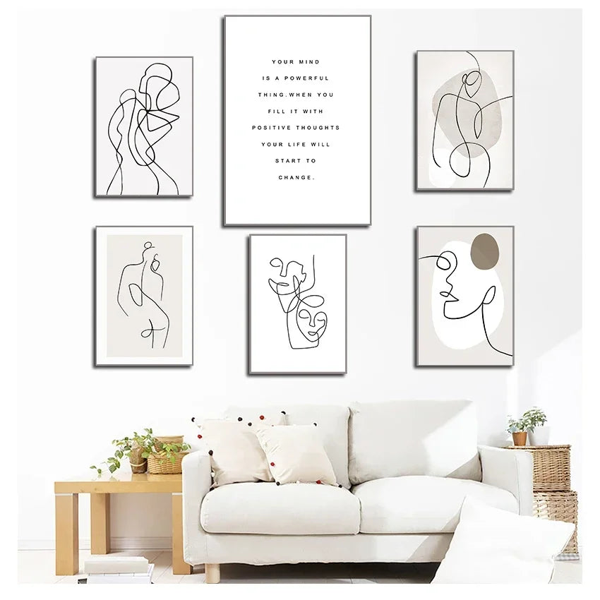 Minimalist Abstract Line Art Figure Canvas Wall Art