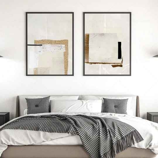 Minimalist Beige Abstract Canvas Wall Art Print
