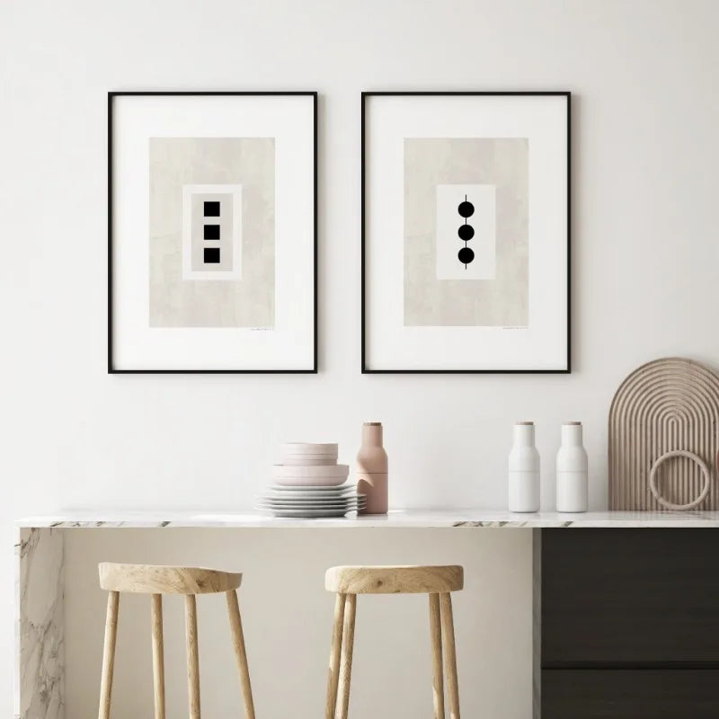 Minimalist Geometric Black White Abstract Canvas Wall Art