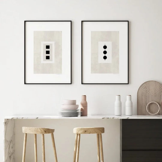 Minimalist Geometric Black White Abstract Canvas Wall Art