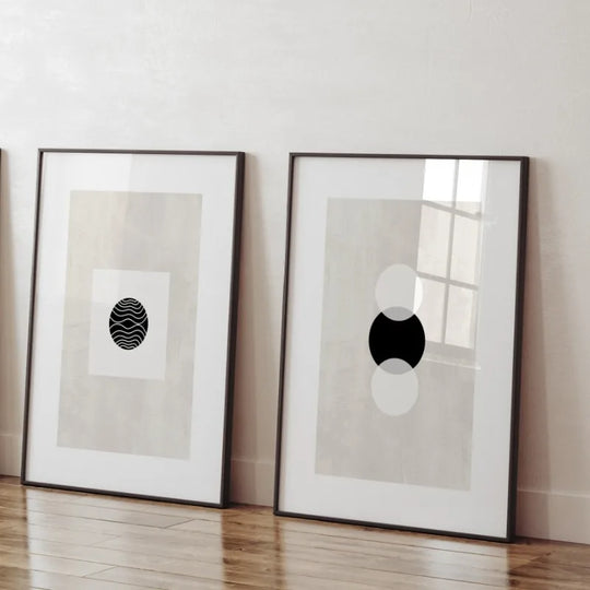 Minimalist Geometric Black White Abstract Canvas Wall Art