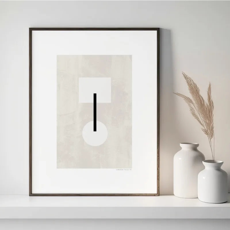 Minimalist Geometric Black White Abstract Canvas Wall Art