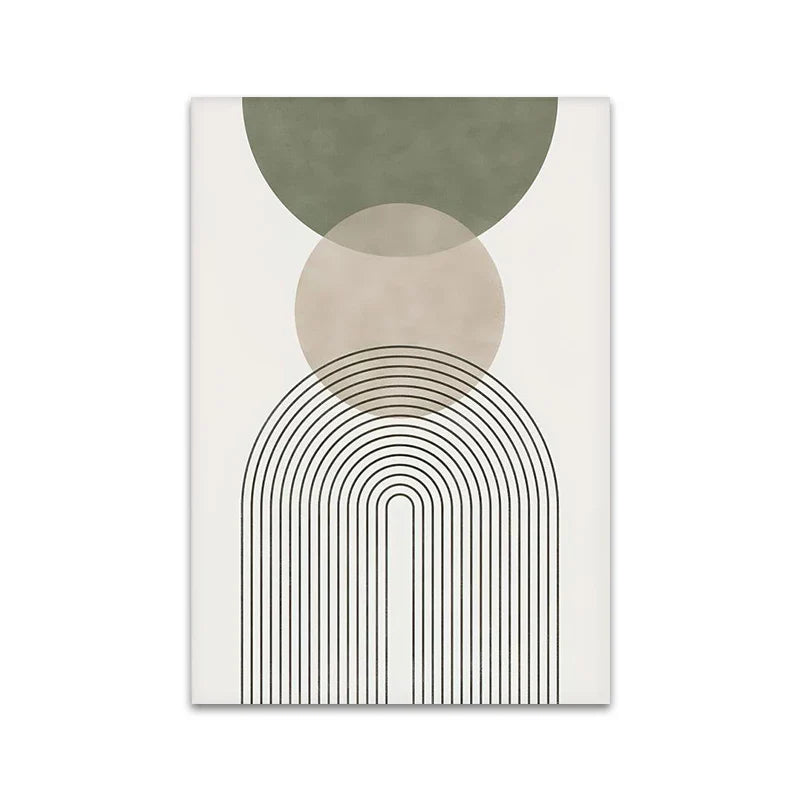 Minimalist Green Beige Abstract Botanical Canvas Wall Art