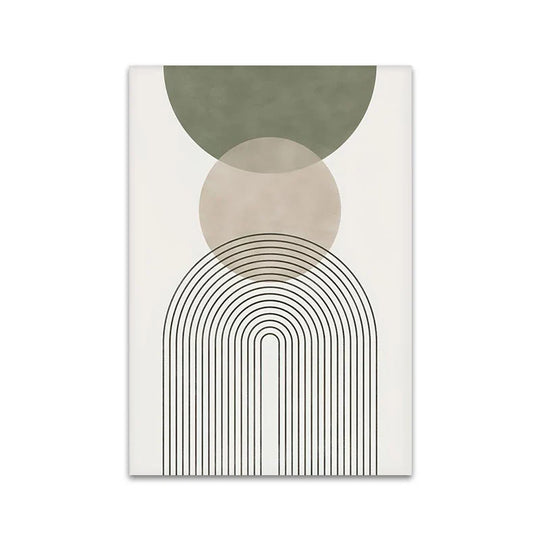 Minimalist Green Beige Abstract Botanical Canvas Wall Art