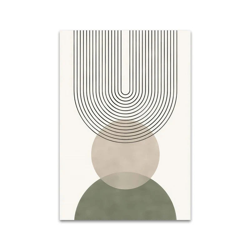 Minimalist Green Beige Abstract Botanical Canvas Wall Art