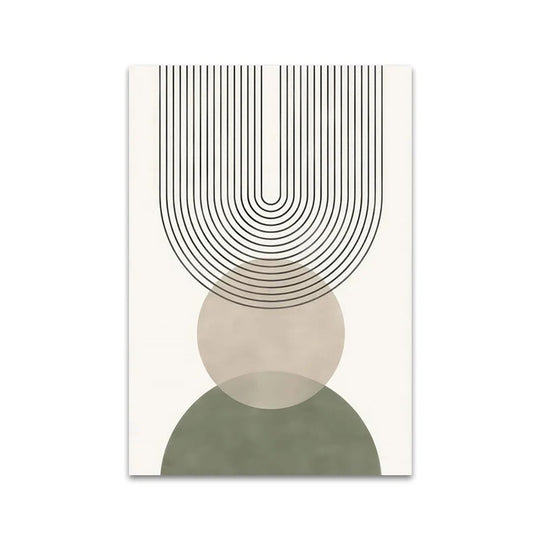Minimalist Green Beige Abstract Botanical Canvas Wall Art