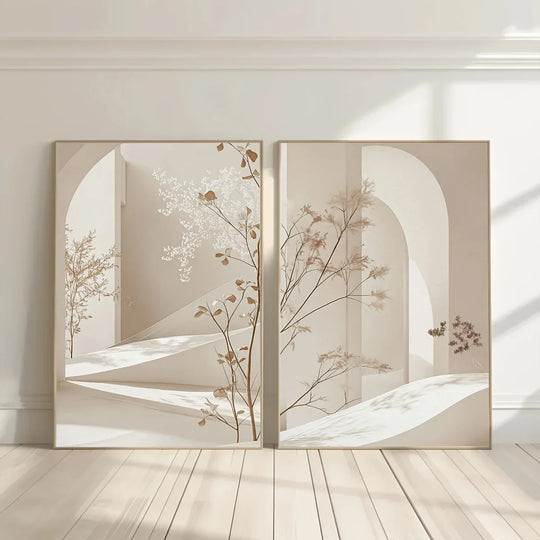 Minimalist Interior Landscape Abstract Botanical Canvas Wall Art