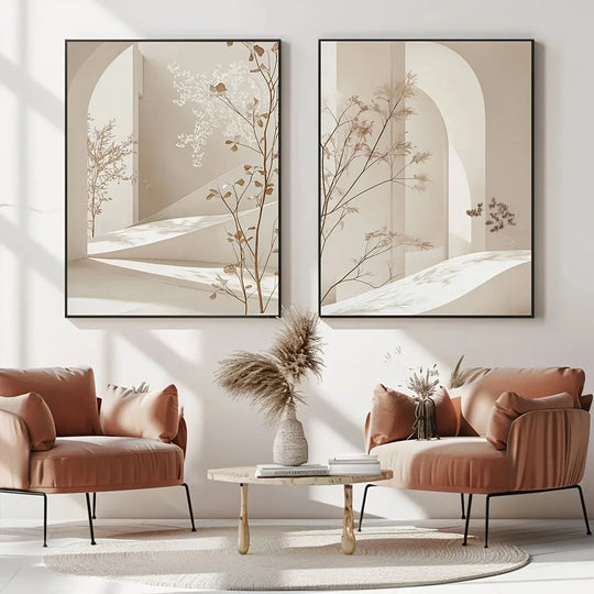 Minimalist Interior Landscape Abstract Botanical Canvas Wall Art