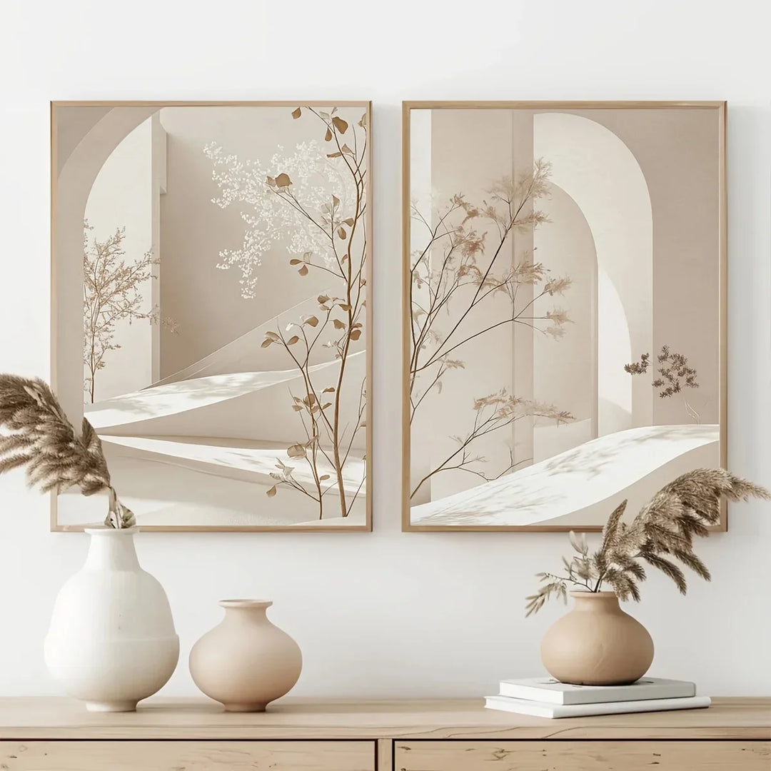 Minimalist Interior Landscape Abstract Botanical Canvas Wall Art