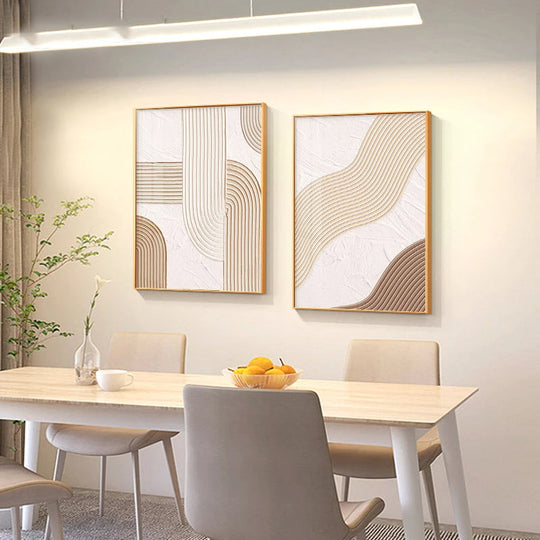 Minimalist Lines Abstract Geometric Canvas Wall Art Unframed