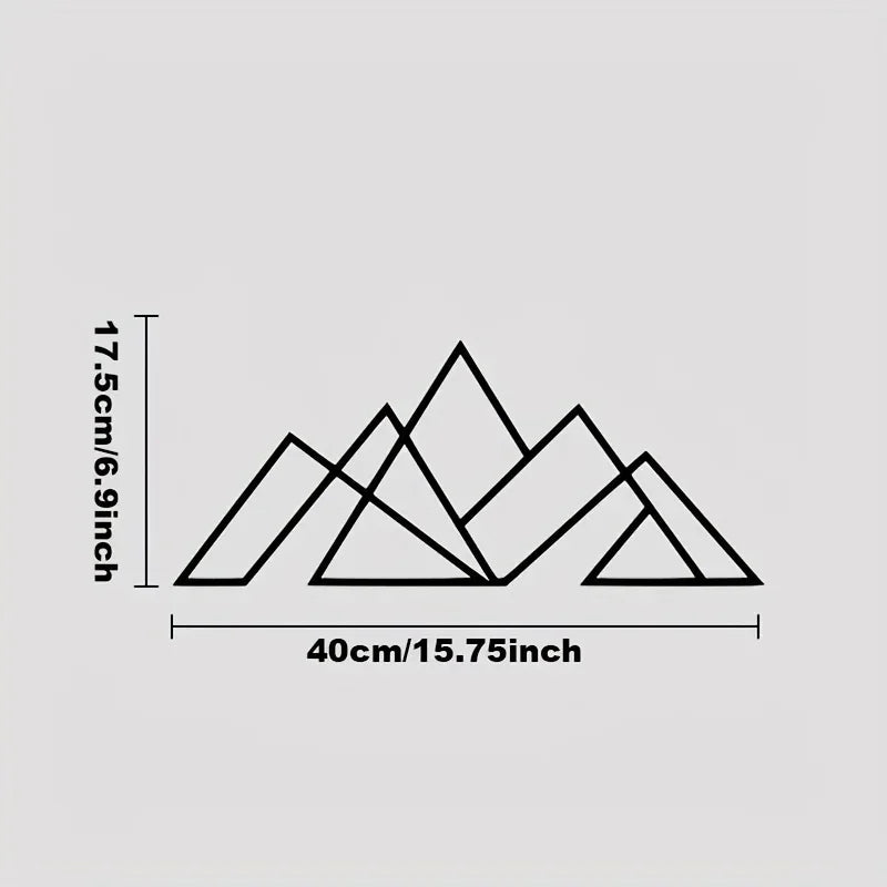 Minimalist Geometric Mountains Black Metal Wall Art Decor