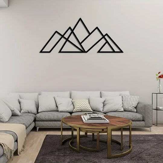 Minimalist Geometric Mountains Black Metal Wall Art Decor