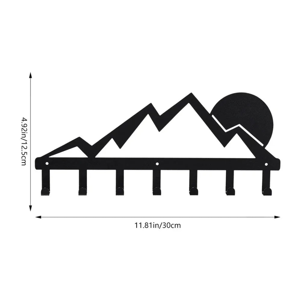 Minimalist Geometric Mountains Black Metal Wall Art Decor