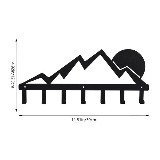 Minimalist Geometric Mountains Black Metal Wall Art Decor