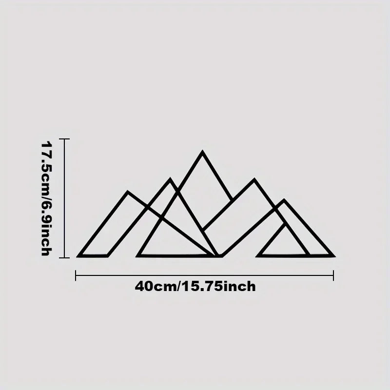 Minimalist Geometric Mountains Black Metal Wall Art Decor