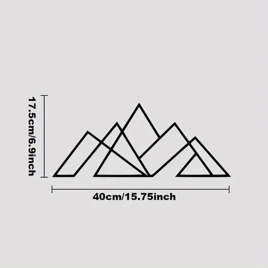 Minimalist Geometric Mountains Black Metal Wall Art Decor
