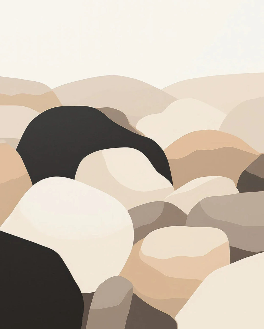 Minimalist Zen Pebbles and Leaves Neutral Canvas Wall Art