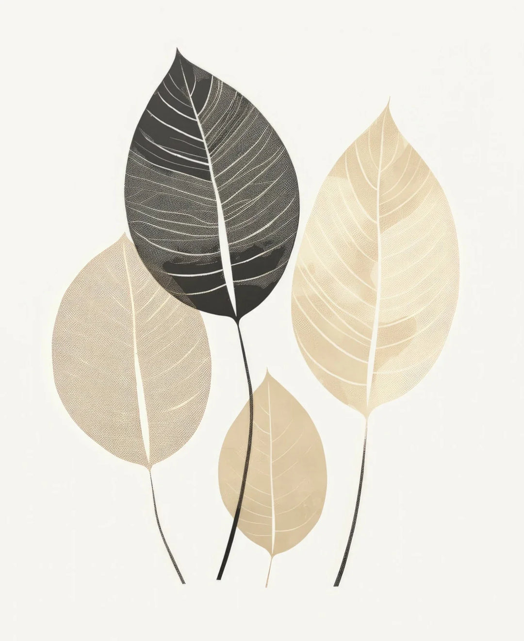 Minimalist Zen Pebbles and Leaves Neutral Canvas Wall Art