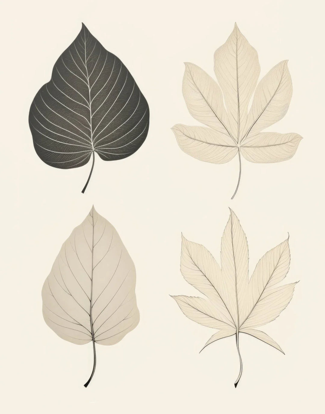 Minimalist Zen Pebbles and Leaves Neutral Canvas Wall Art