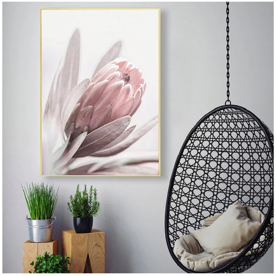 Minimalist Pink Floral Canvas Wall Art