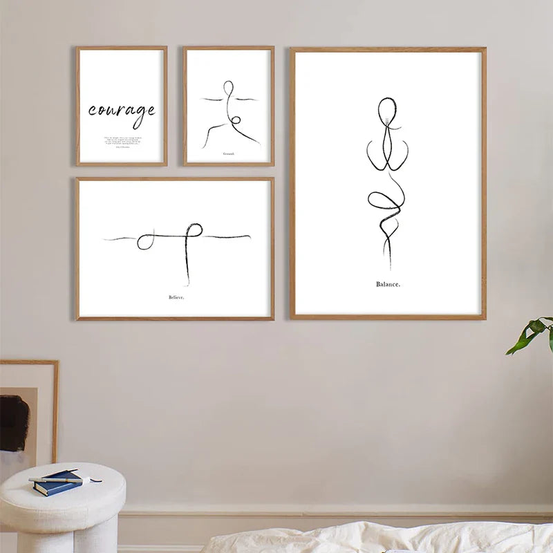 Minimalist Yoga Line Art Canvas Wall Art