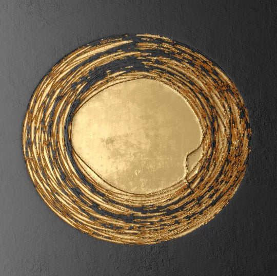 Black Golden Abstract Geometric Square Canvas Wall Art