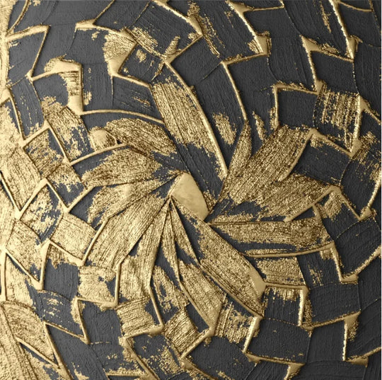 Black Golden Abstract Geometric Square Canvas Wall Art