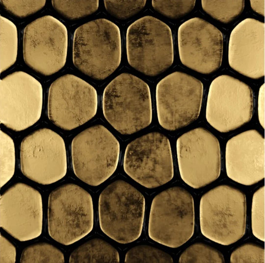 Black Golden Abstract Geometric Square Canvas Wall Art