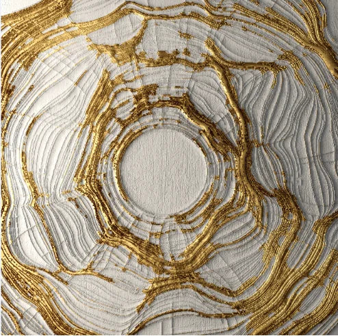 Black Golden Abstract Geometric Square Canvas Wall Art