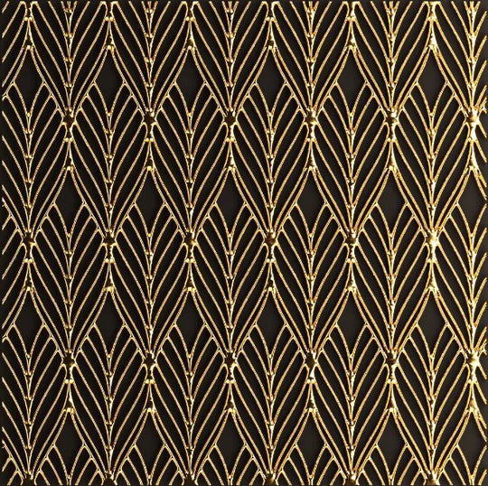 Black Golden Abstract Geometric Square Canvas Wall Art