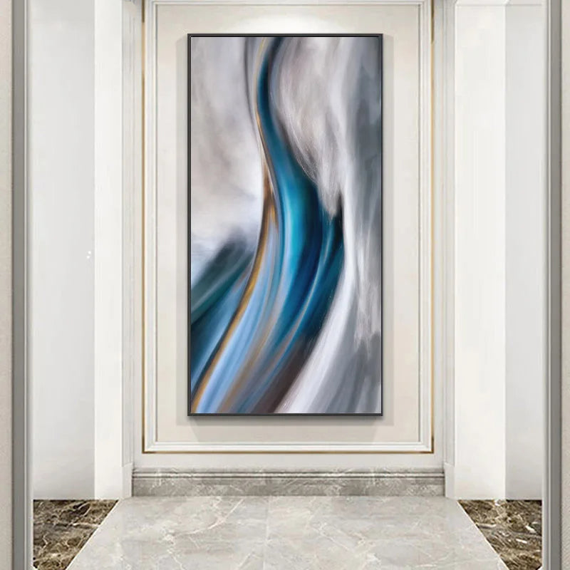 Abstract Golden Flowing Ribbon Canvas Wall Art