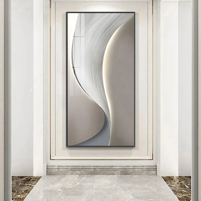 Abstract Golden Flowing Ribbon Canvas Wall Art