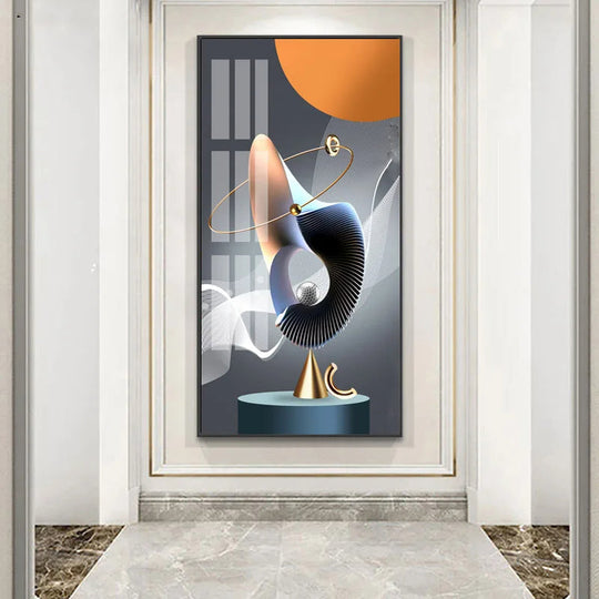 Abstract Golden Flowing Ribbon Canvas Wall Art