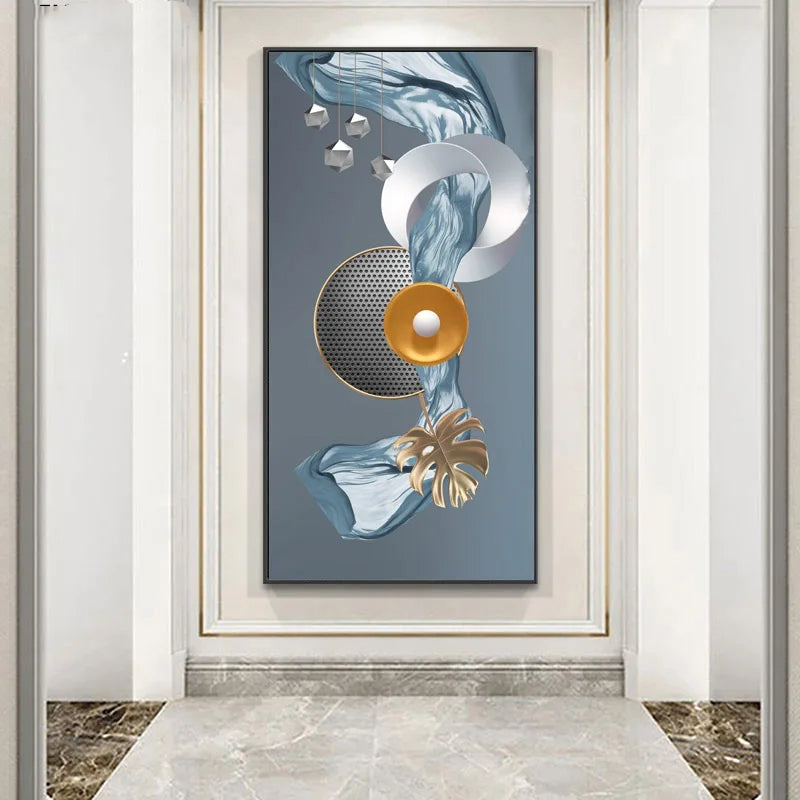 Abstract Golden Flowing Ribbon Canvas Wall Art