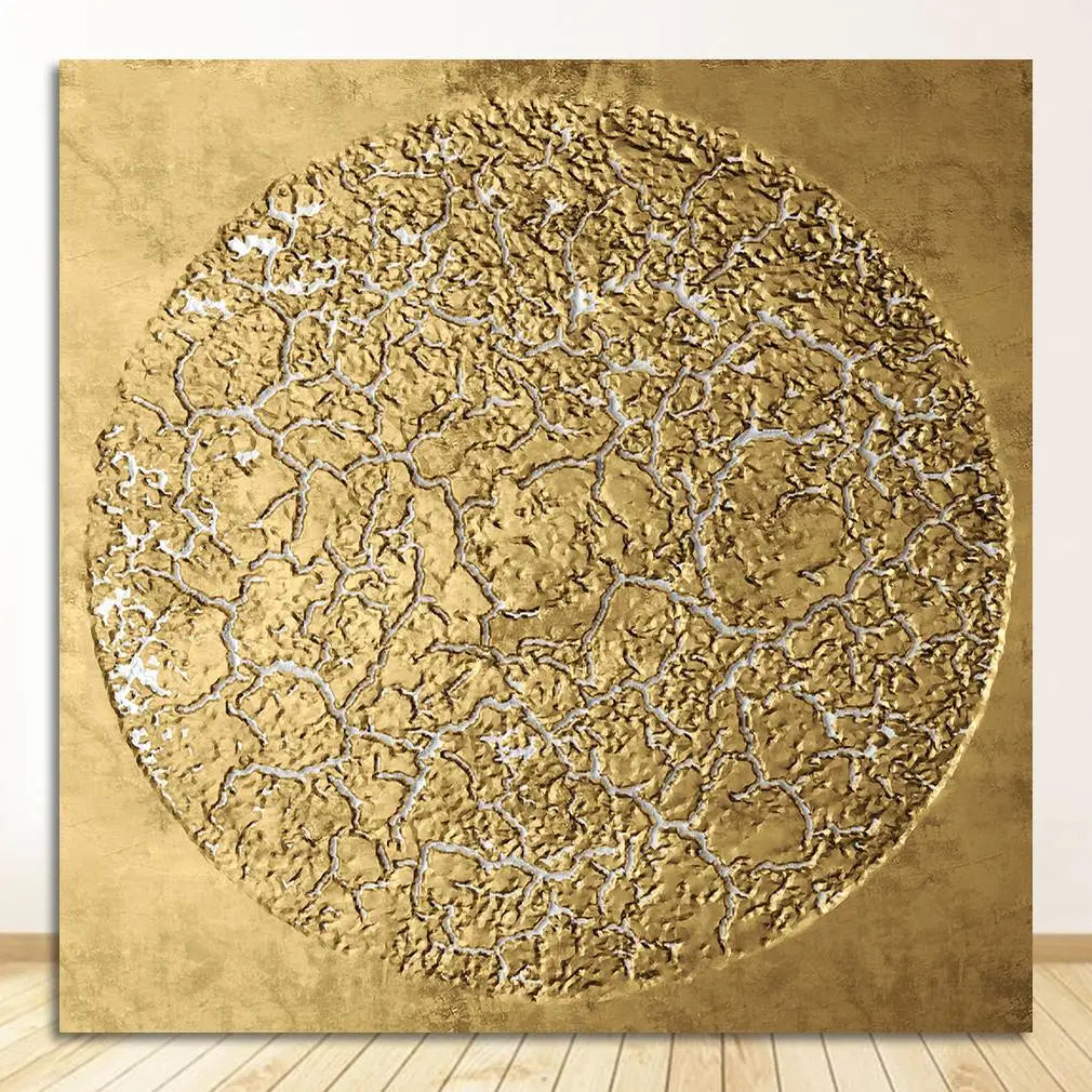 Black Golden Abstract Geometric Square Canvas Wall Art