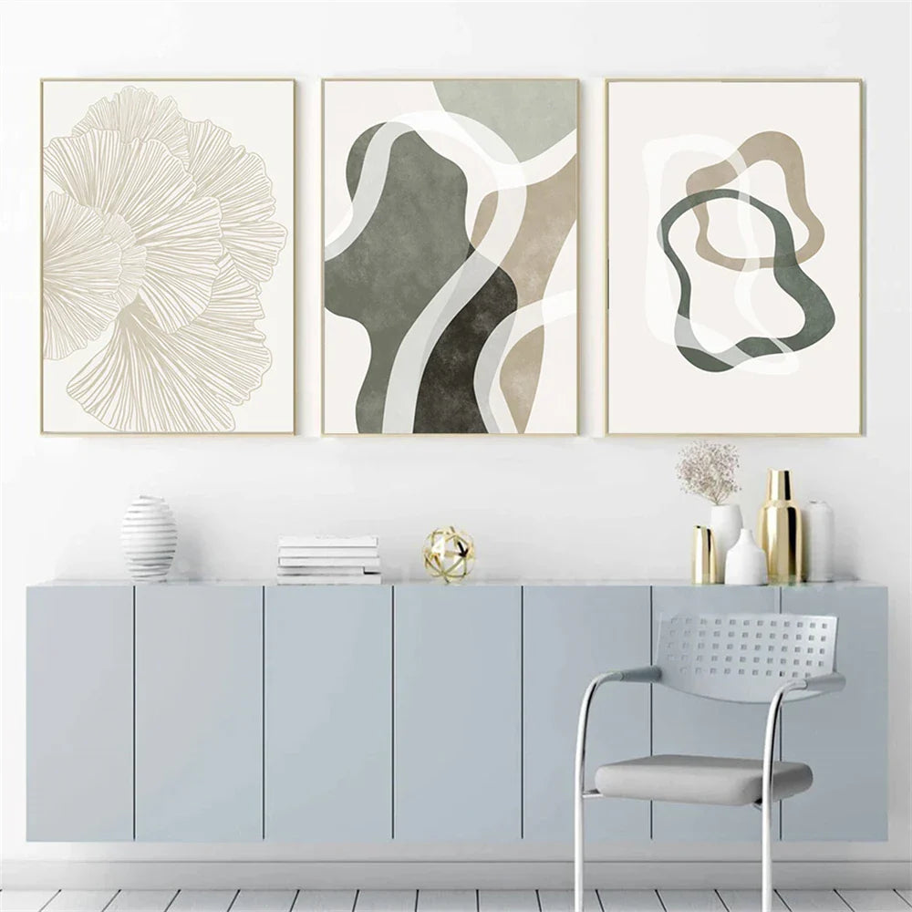 Modern Abstract Botanical Line Art Canvas Wall Art Unframed