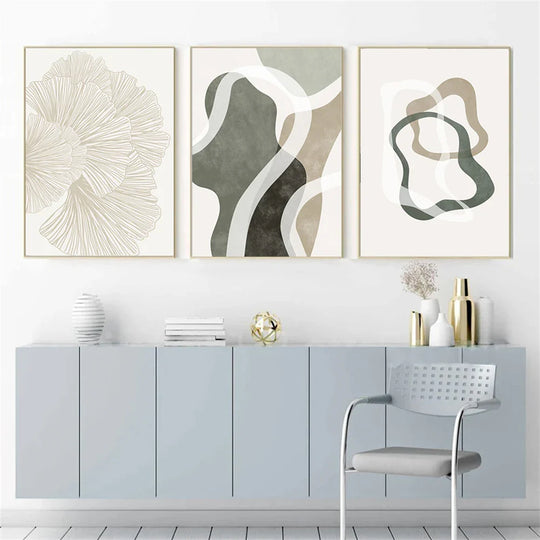 Modern Abstract Botanical Line Art Canvas Wall Art Unframed