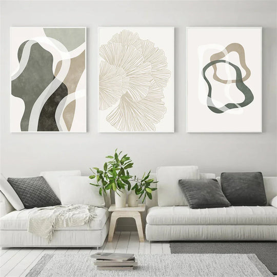 Modern Abstract Botanical Line Art Canvas Wall Art Unframed