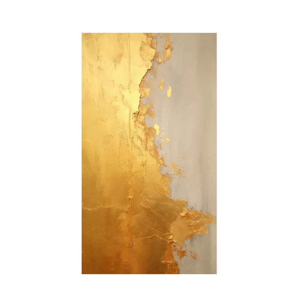 Modern Abstract Golden Color Block Canvas Wall Art