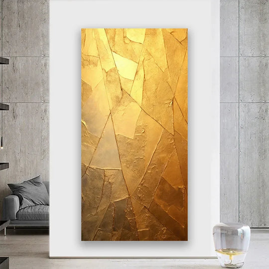 Modern Abstract Golden Color Block Canvas Wall Art