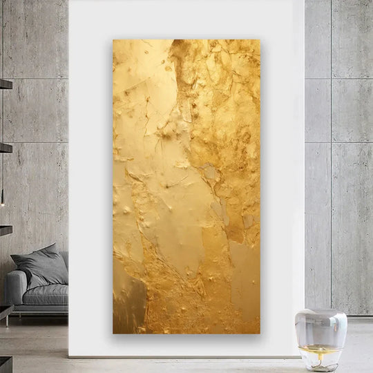 Modern Abstract Golden Color Block Canvas Wall Art