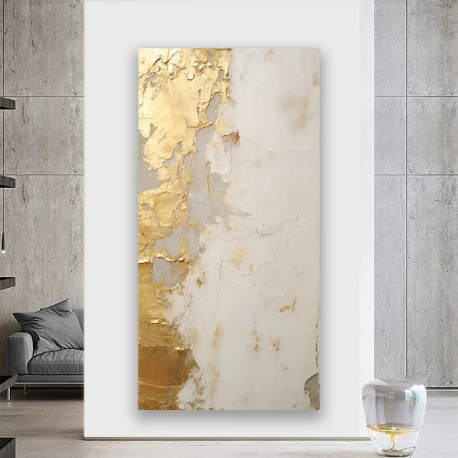 Modern Abstract Golden Color Block Canvas Wall Art