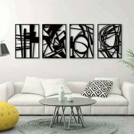 Modern Abstract Black Metal Wall Art Decor