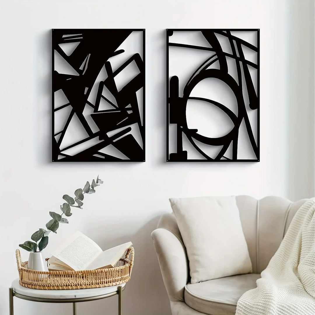 Modern Abstract Black Metal Wall Art Decor