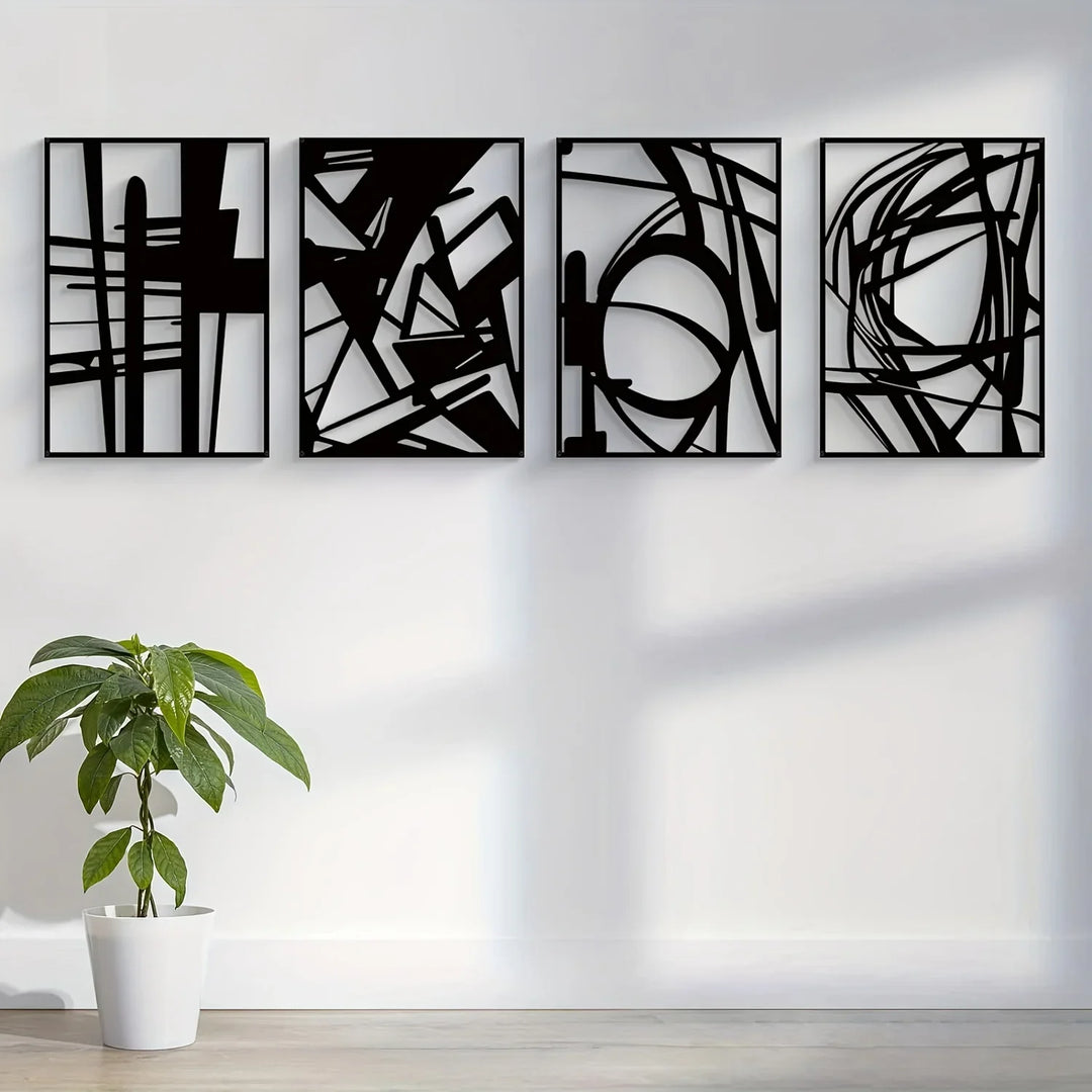 Modern Abstract Black Metal Wall Art Decor