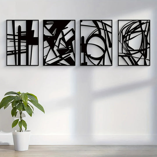 Modern Abstract Black Metal Wall Art Decor