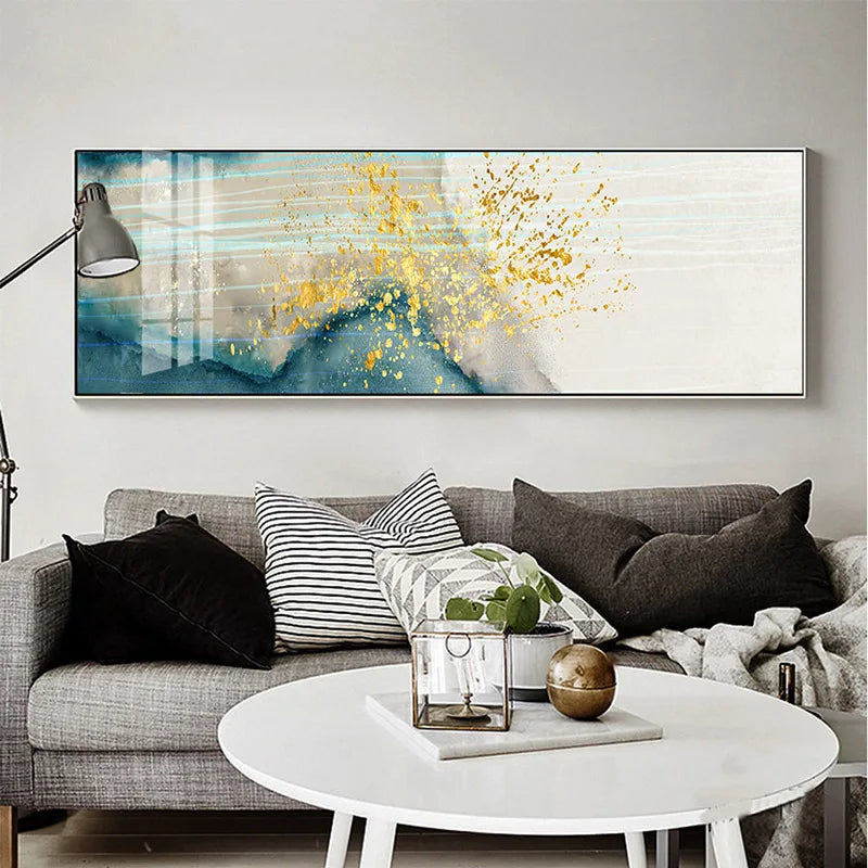 Modern Abstract Liquid Marble Wide Format Canvas Wall Art Unframed