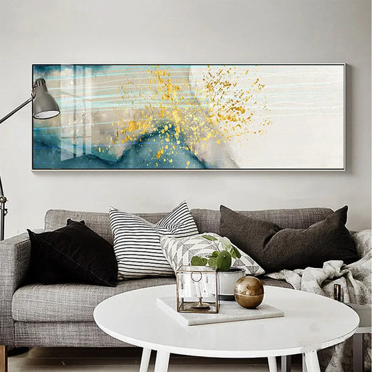Modern Abstract Liquid Marble Wide Format Canvas Wall Art Unframed